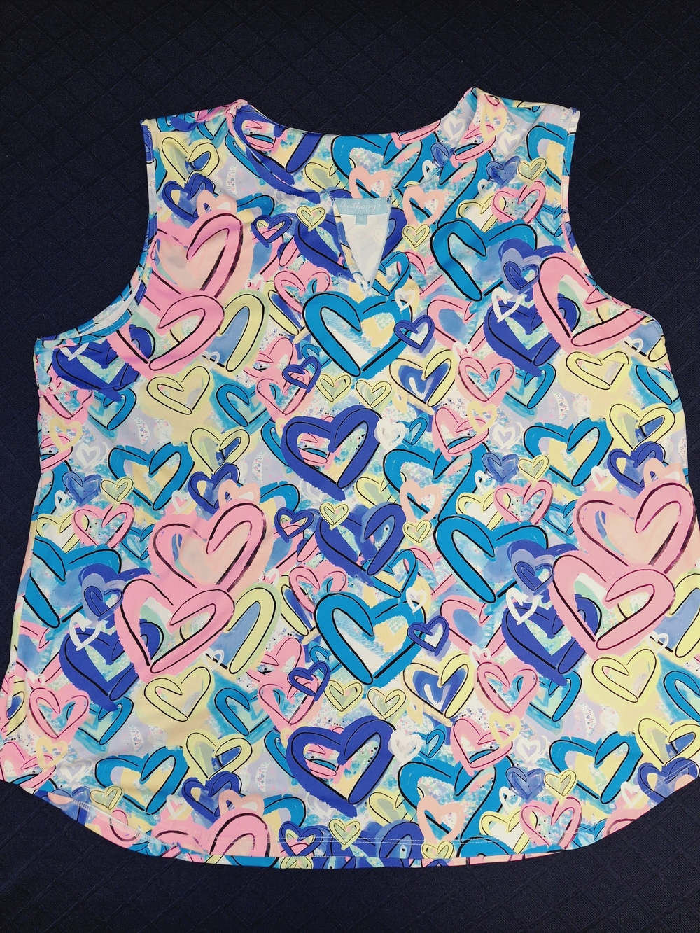 Anthony's Resort Wear Sleeveless Heart-Print Tank Top - Multicolor 1X